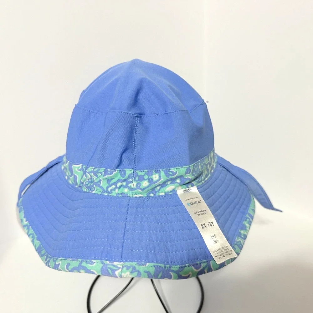 Coolibar Baby Frankie Reversible Bucket Hat UPF 50+ Blue Green Floral 2T-3T